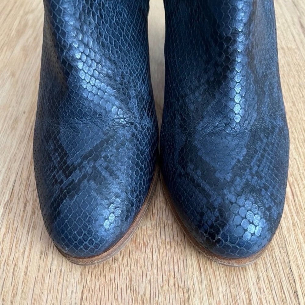 Boden Navy Snakeskin Ankle Boots - Picture 3 of 11